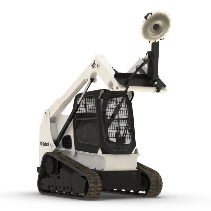 3D Compact Tracked Loader Bobcat With Brush Saw Rigged