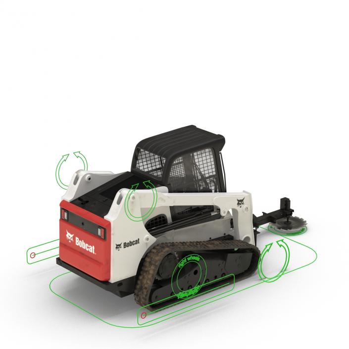 3D Compact Tracked Loader Bobcat With Brush Saw Rigged