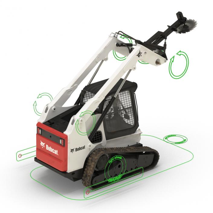 3D Compact Tracked Loader Bobcat With Brush Saw Rigged