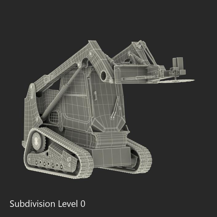 3D Compact Tracked Loader Bobcat With Brush Saw Rigged