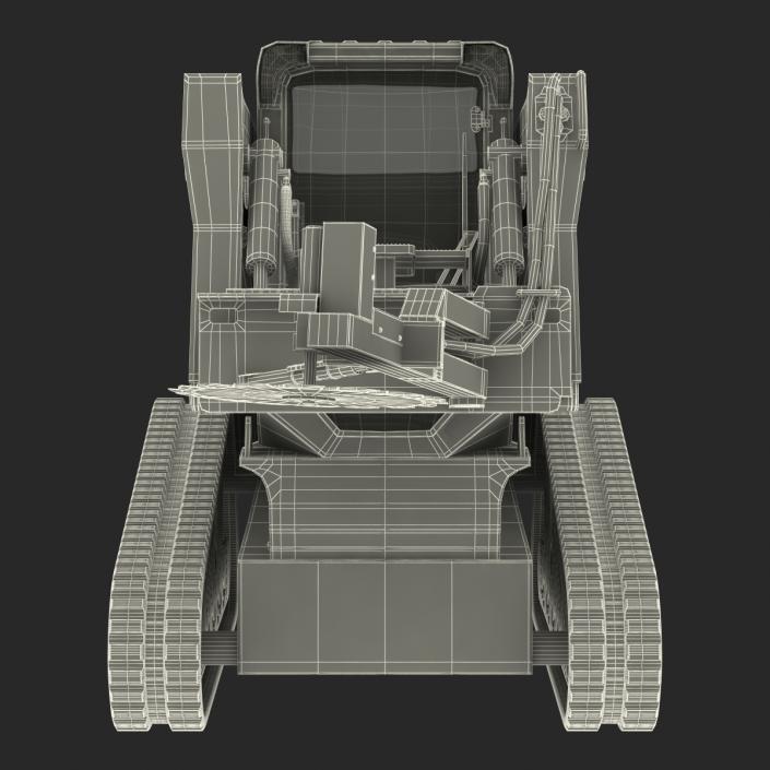 3D Compact Tracked Loader Bobcat With Brush Saw Rigged