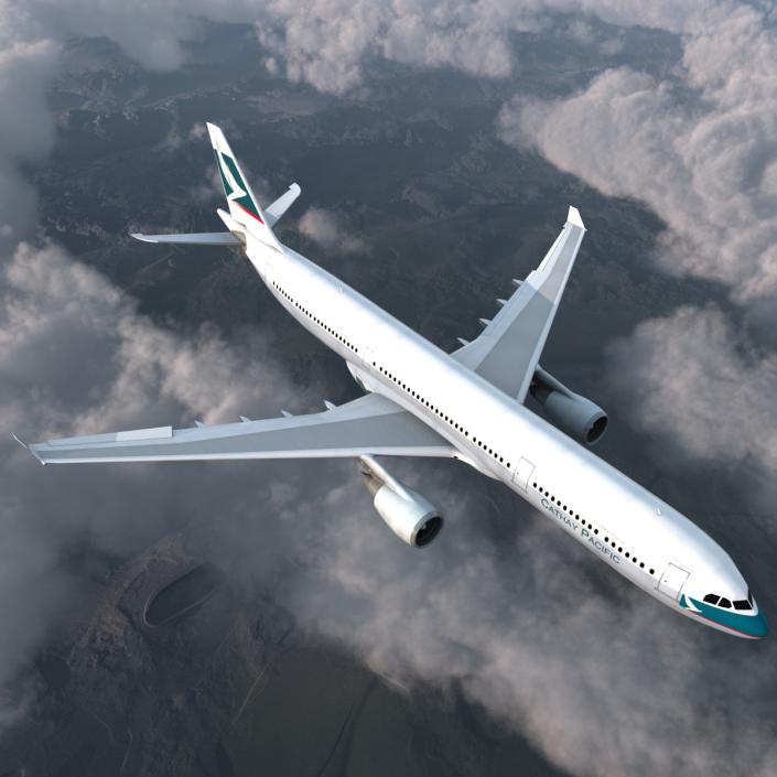 3D model Jet Airliner Airbus A330-300 Cathay Pacific Rigged