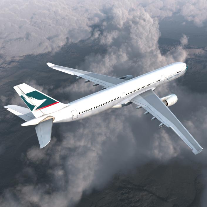 3D model Jet Airliner Airbus A330-300 Cathay Pacific Rigged