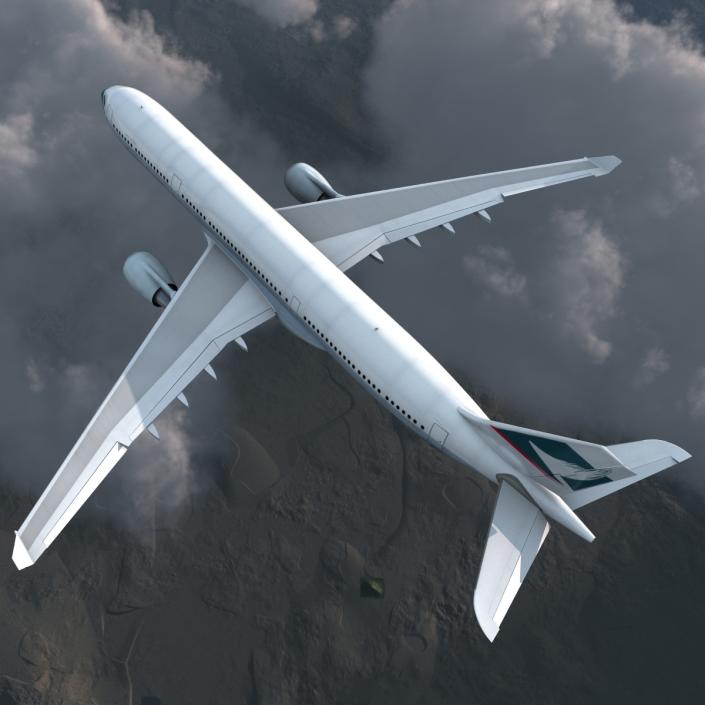 3D model Jet Airliner Airbus A330-300 Cathay Pacific Rigged