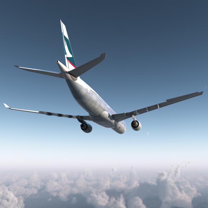 3D model Jet Airliner Airbus A330-300 Cathay Pacific Rigged