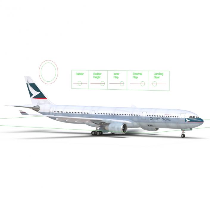 3D model Jet Airliner Airbus A330-300 Cathay Pacific Rigged