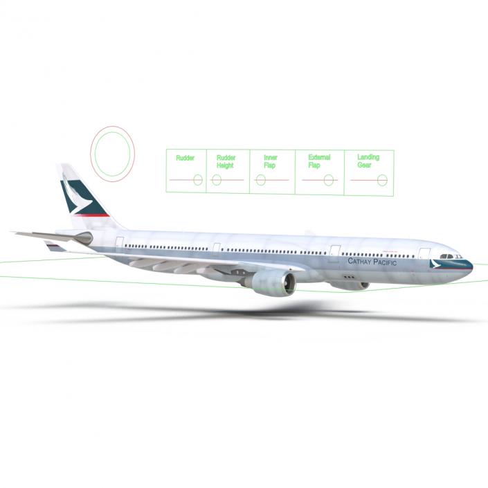 3D model Jet Airliner Airbus A330-300 Cathay Pacific Rigged