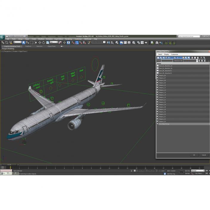 3D model Jet Airliner Airbus A330-300 Cathay Pacific Rigged