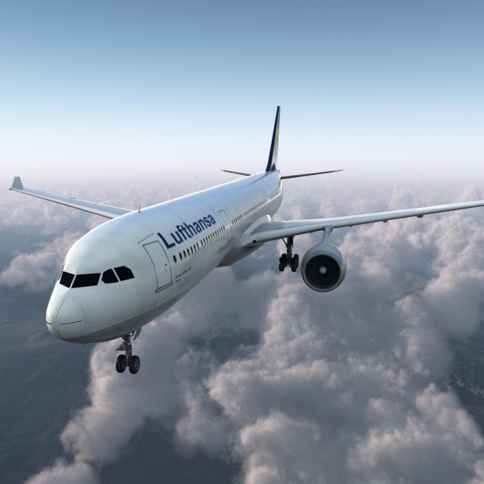 3D Jet Airliner Airbus A330-300 Lufthansa model