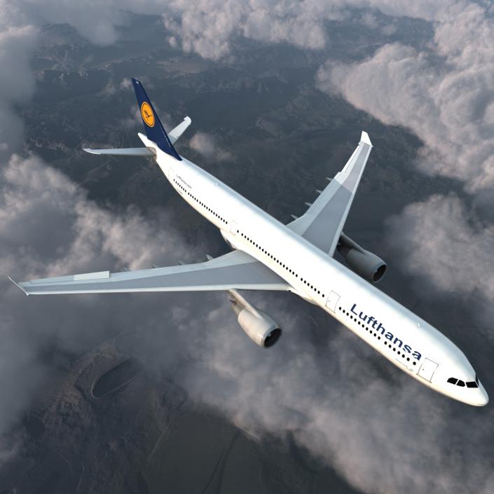 3D model Jet Airliner Airbus A330-300 Lufthansa Rigged