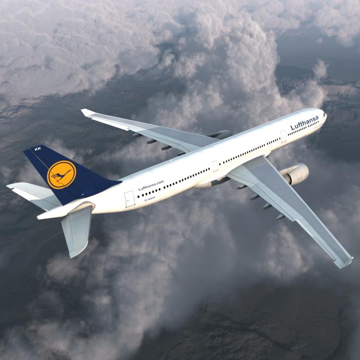 3D model Jet Airliner Airbus A330-300 Lufthansa Rigged