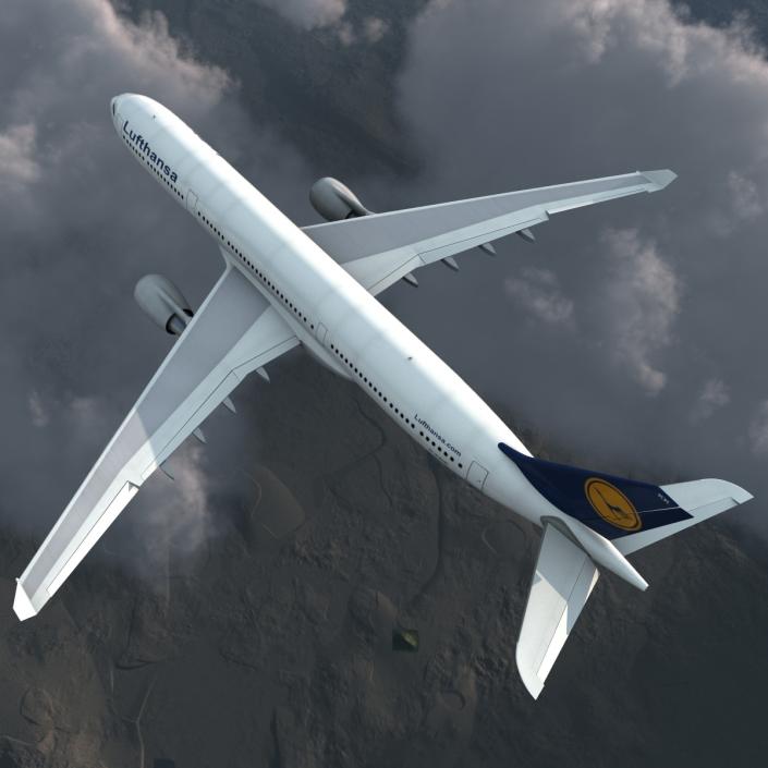 3D model Jet Airliner Airbus A330-300 Lufthansa Rigged