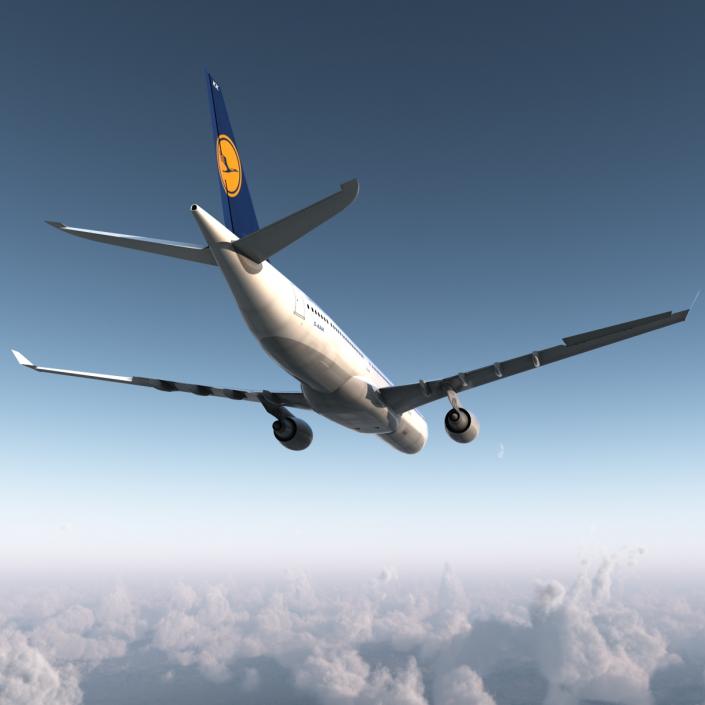 3D model Jet Airliner Airbus A330-300 Lufthansa Rigged