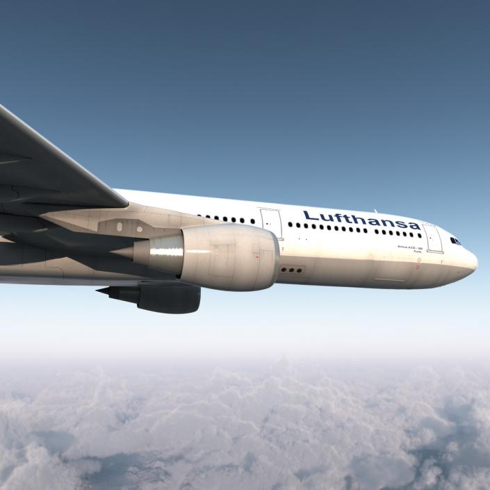 3D model Jet Airliner Airbus A330-300 Lufthansa Rigged