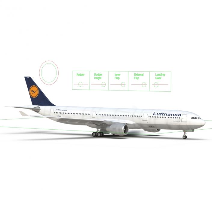 3D model Jet Airliner Airbus A330-300 Lufthansa Rigged