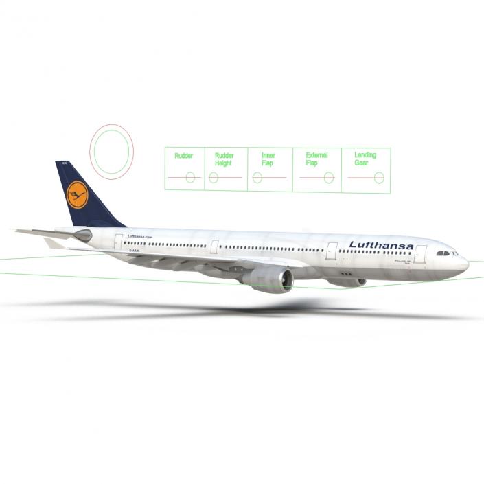 3D model Jet Airliner Airbus A330-300 Lufthansa Rigged