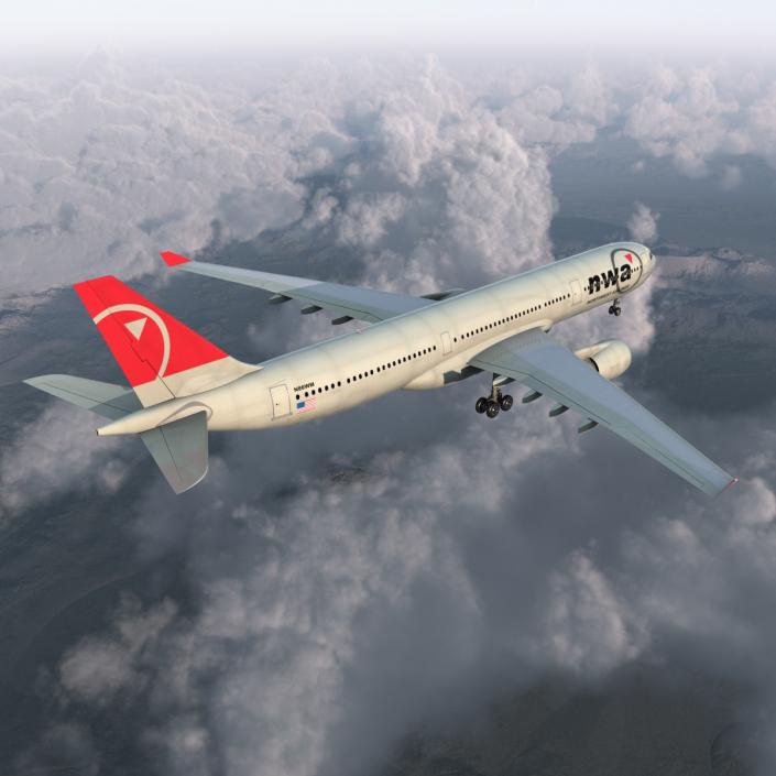 Jet Airliner Airbus A330-300 Northwest Airlines 3D