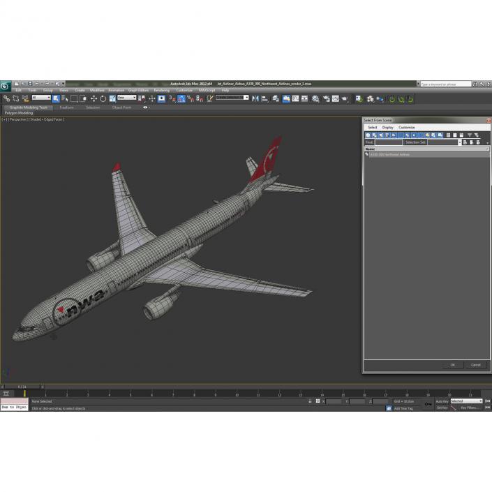 Jet Airliner Airbus A330-300 Northwest Airlines 3D