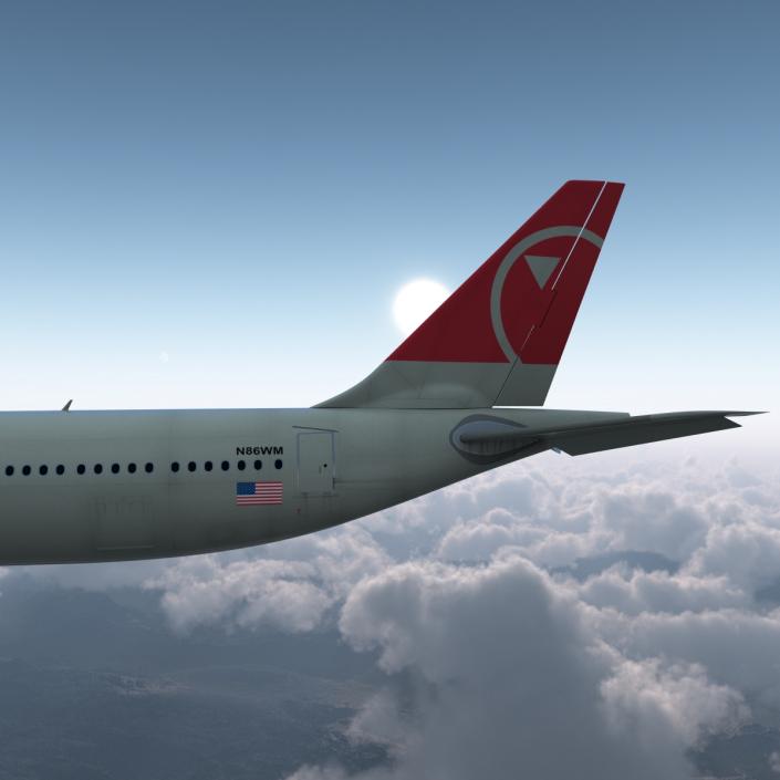 Jet Airliner Airbus A330-300 Northwest Airlines Rigged 3D model