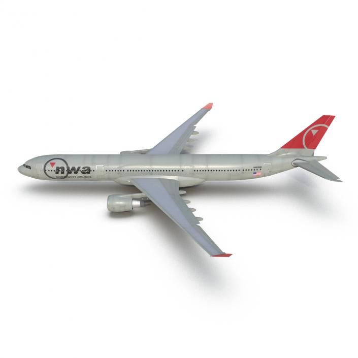 Jet Airliner Airbus A330-300 Northwest Airlines Rigged 3D model