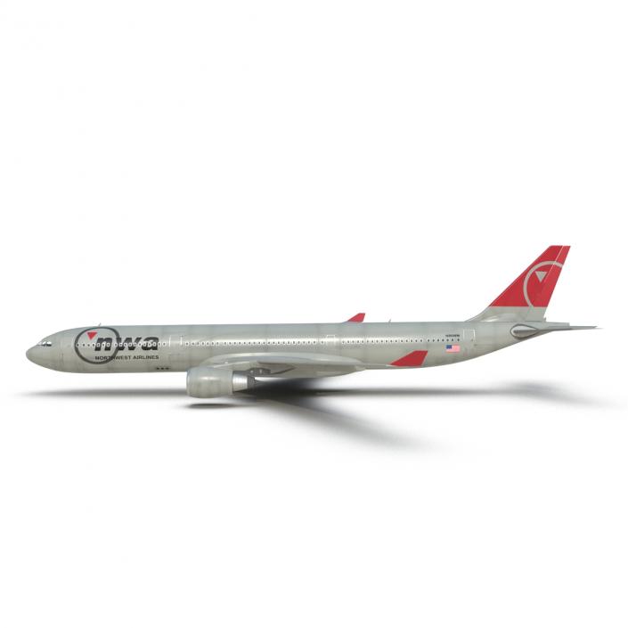 Jet Airliner Airbus A330-300 Northwest Airlines Rigged 3D model