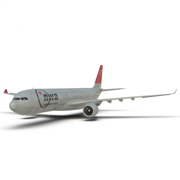 Jet Airliner Airbus A330-300 Northwest Airlines Rigged 3D model