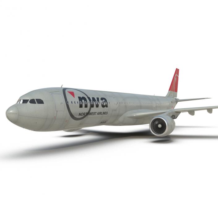 Jet Airliner Airbus A330-300 Northwest Airlines Rigged 3D model