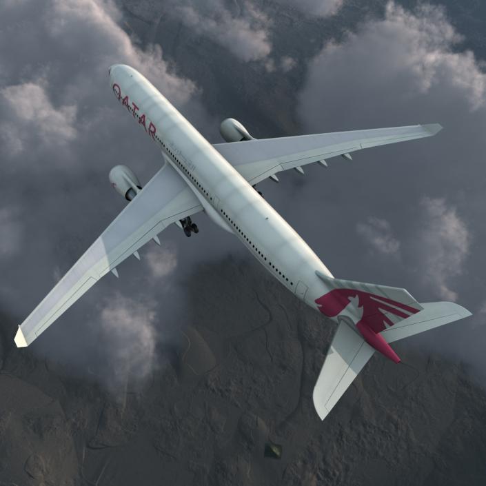 Jet Airliner Airbus A330-300 Qatar 3D model