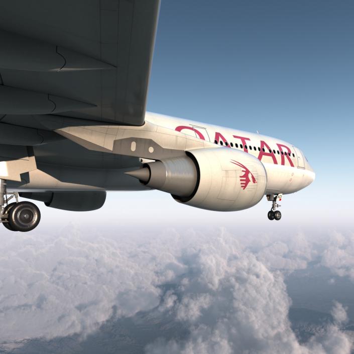 Jet Airliner Airbus A330-300 Qatar 3D model