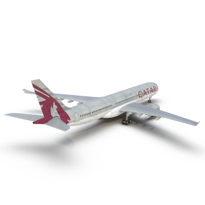 Jet Airliner Airbus A330-300 Qatar 3D model