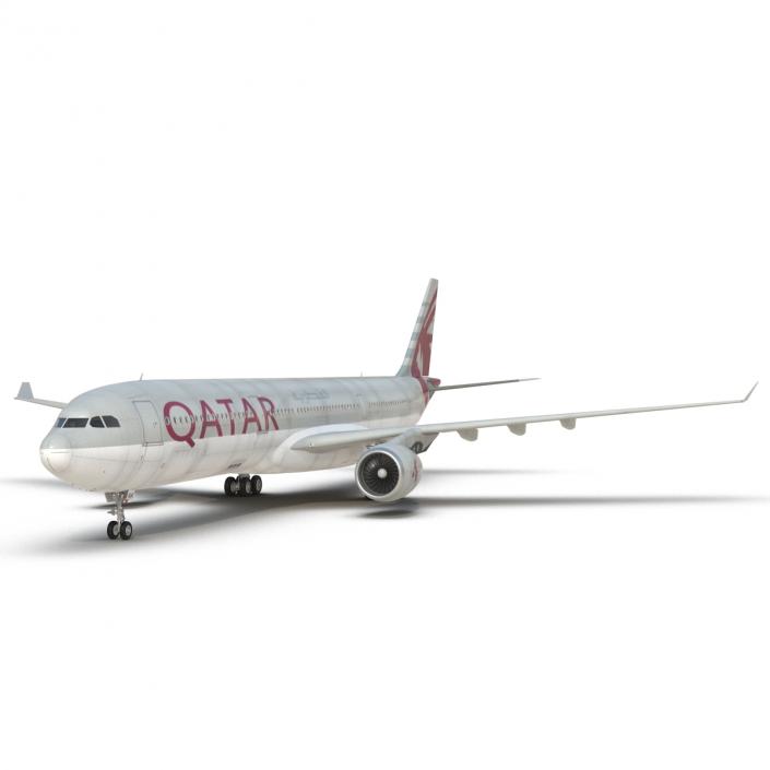 Jet Airliner Airbus A330-300 Qatar 3D model