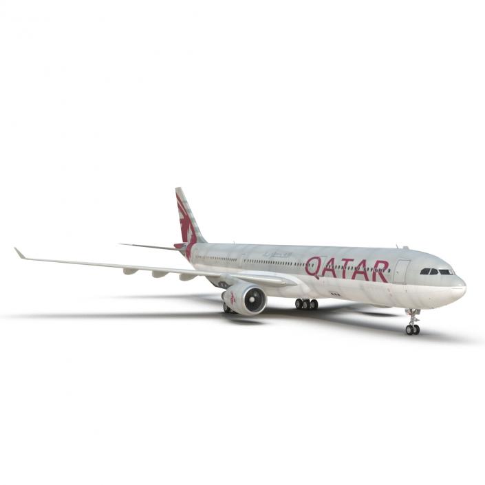 Jet Airliner Airbus A330-300 Qatar 3D model