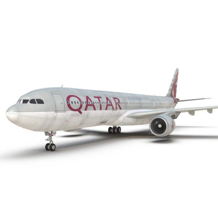 Jet Airliner Airbus A330-300 Qatar 3D model