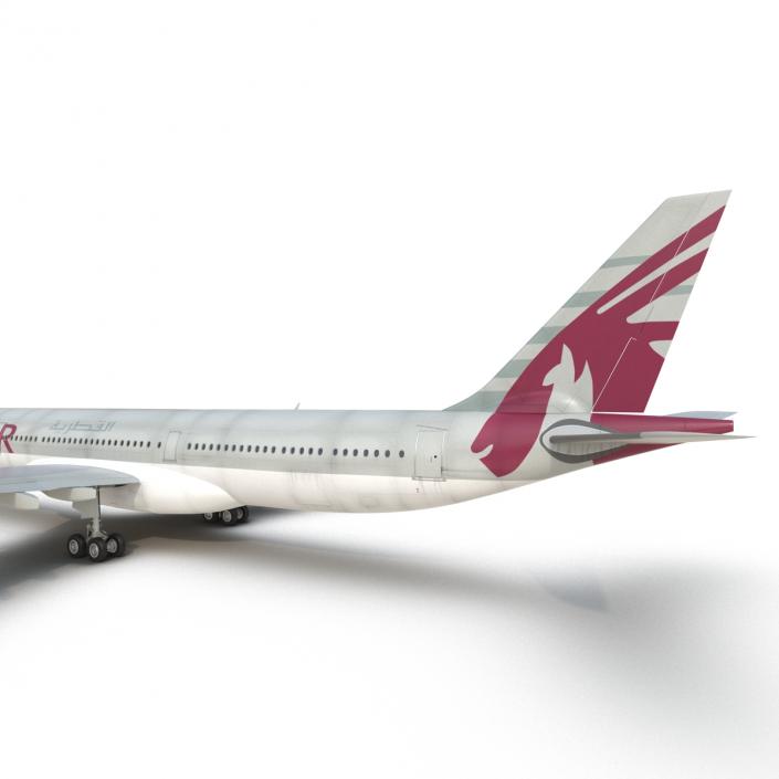 Jet Airliner Airbus A330-300 Qatar 3D model