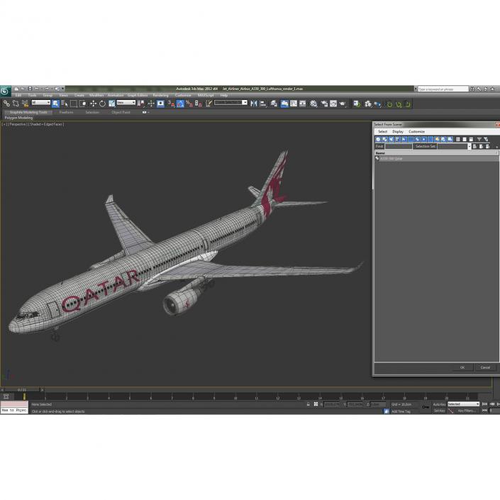 Jet Airliner Airbus A330-300 Qatar 3D model