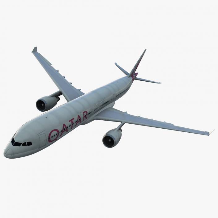 3D Jet Airliner Airbus A330-300 Qatar Rigged