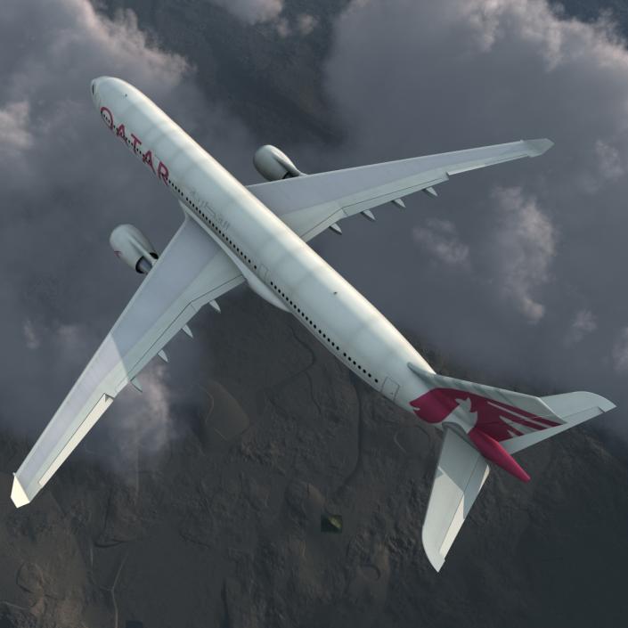 3D Jet Airliner Airbus A330-300 Qatar Rigged