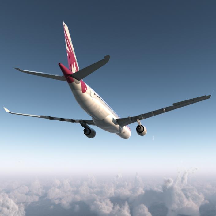 3D Jet Airliner Airbus A330-300 Qatar Rigged