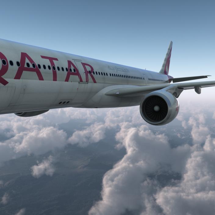 3D Jet Airliner Airbus A330-300 Qatar Rigged