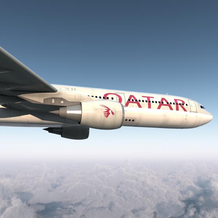 3D Jet Airliner Airbus A330-300 Qatar Rigged