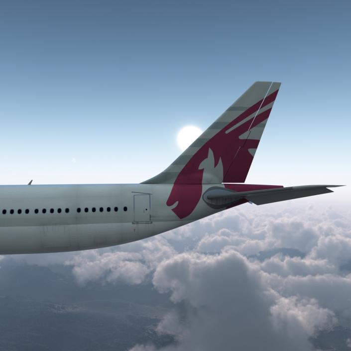 3D Jet Airliner Airbus A330-300 Qatar Rigged