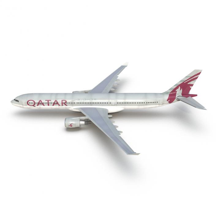 3D Jet Airliner Airbus A330-300 Qatar Rigged