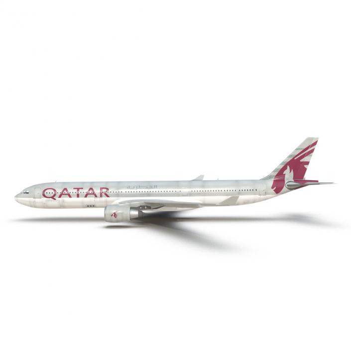 3D Jet Airliner Airbus A330-300 Qatar Rigged