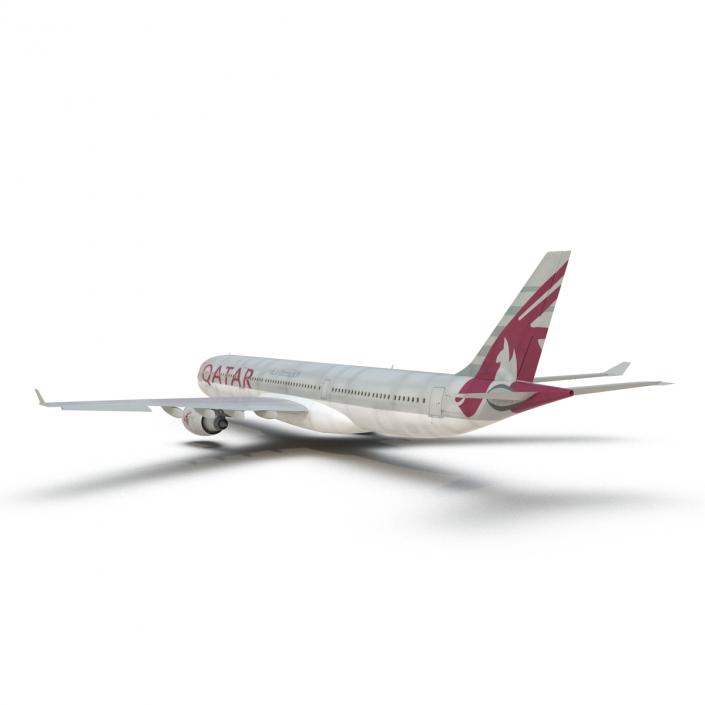 3D Jet Airliner Airbus A330-300 Qatar Rigged