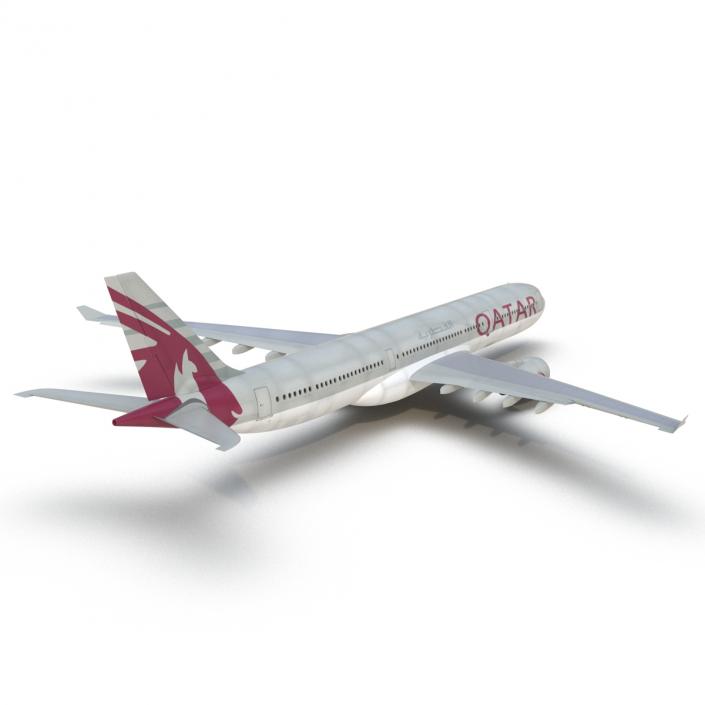 3D Jet Airliner Airbus A330-300 Qatar Rigged