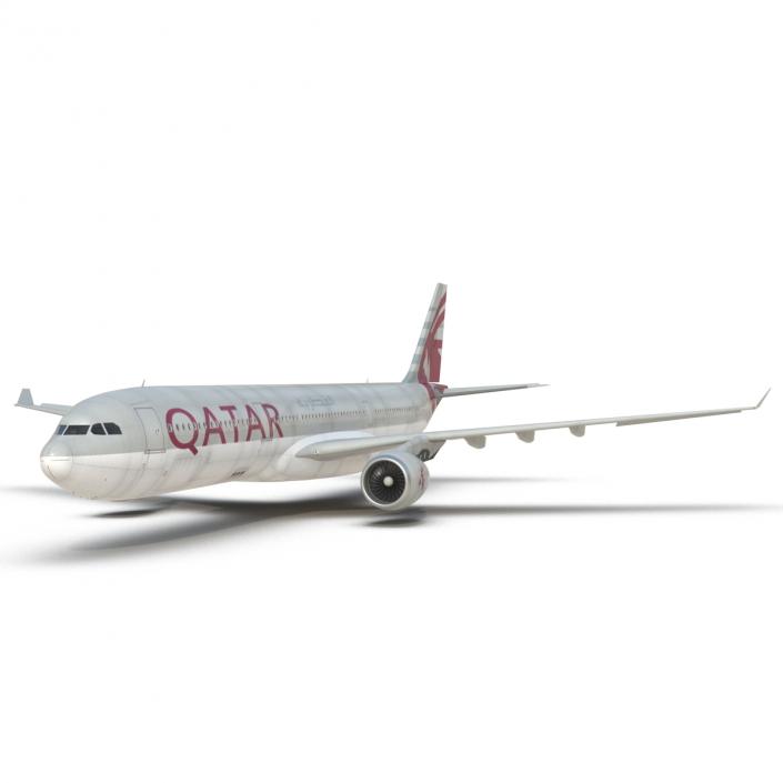 3D Jet Airliner Airbus A330-300 Qatar Rigged