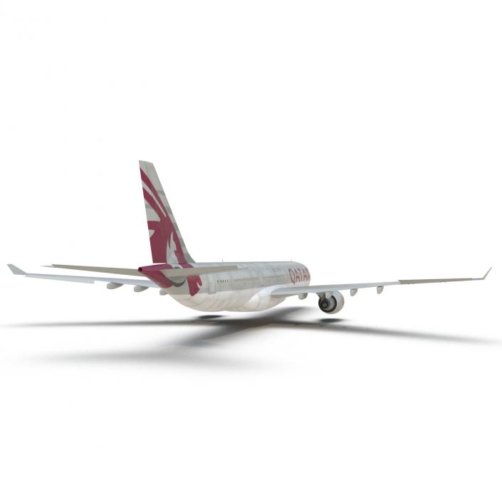 3D Jet Airliner Airbus A330-300 Qatar Rigged