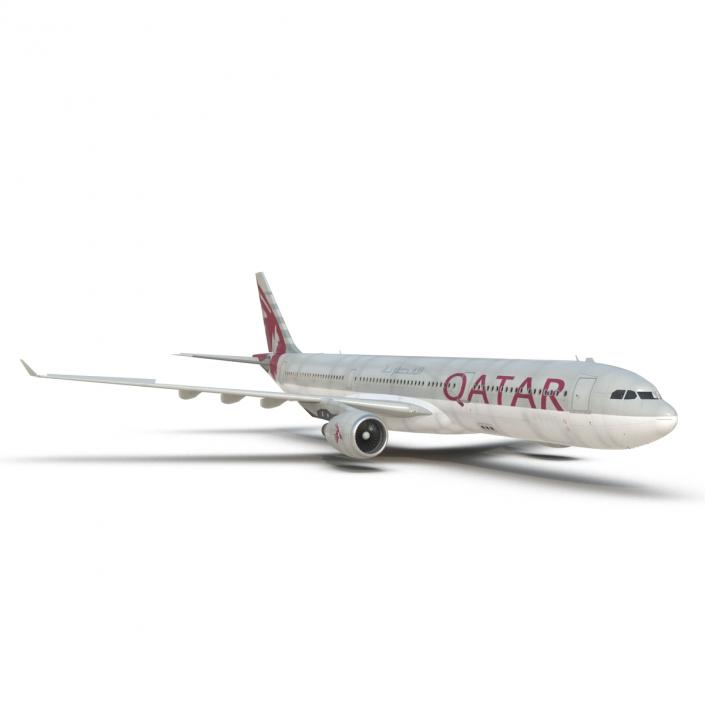 3D Jet Airliner Airbus A330-300 Qatar Rigged