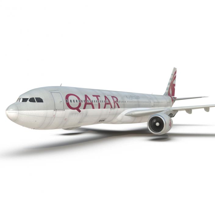 3D Jet Airliner Airbus A330-300 Qatar Rigged