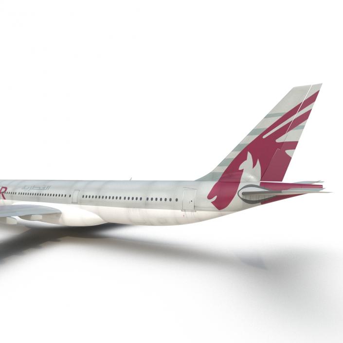 3D Jet Airliner Airbus A330-300 Qatar Rigged